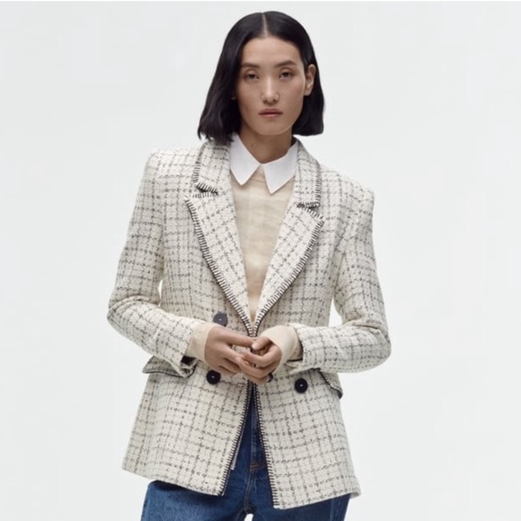 ZARA DOUBLE BREASTED TEXTURED WEAVE JACKET - Picture 3 of 16